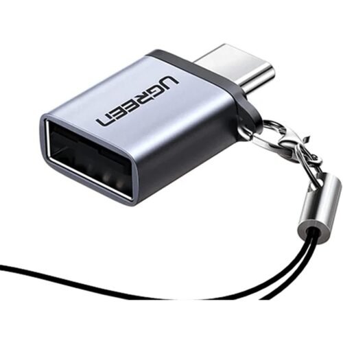 UGREEN 45128 USB-A To Type-C 3.0 Converter Adapter With Lanyard - Space Gray تحويلة يوجرين تايب سي OTG