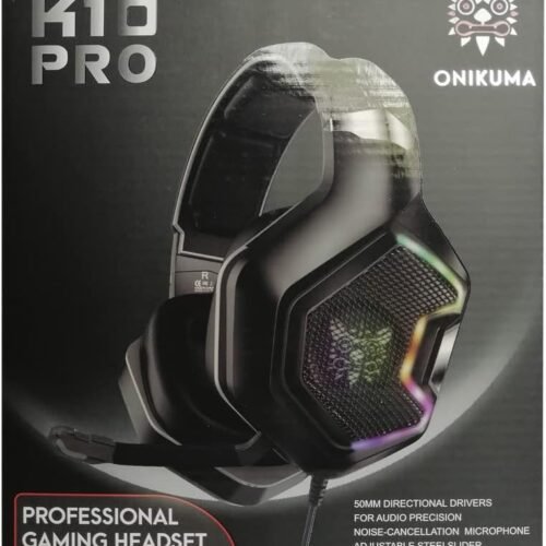 ONIKUMa K10 PRO Gaming Headset with Surround Sound Pro Noise Canceling Gaming Headphones with Mic & RGB Black هيدفون جيمنج RGB