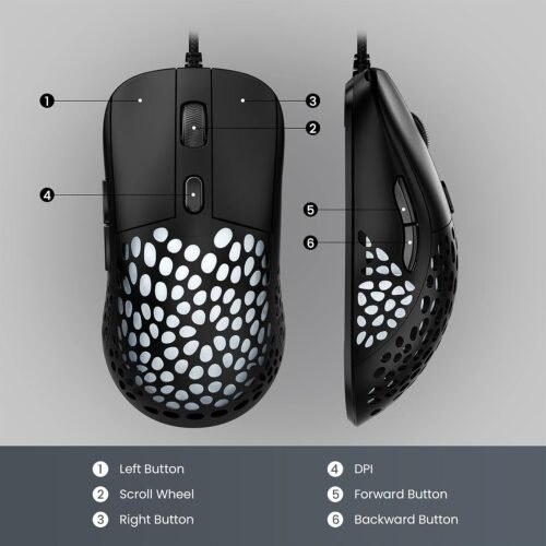 Blade Hawks GM-X7 Rgb Wired Usb Gaming Mouse 6400 PDI With 6 Function Buttons - Black ماوس جيمينج ٦٤٠٠ DPI