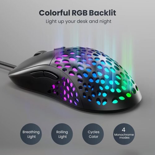 Blade Hawks GM-X7 Rgb Wired Usb Gaming Mouse 6400 PDI With 6 Function Buttons - Black ماوس جيمينج ٦٤٠٠ DPI