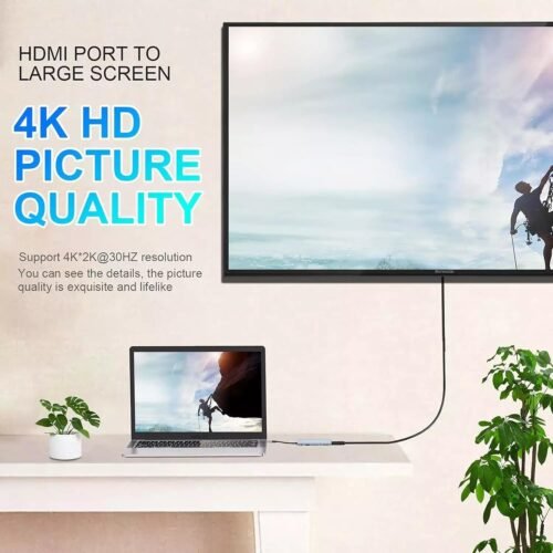 Type-C Hub 11x1 4K HDMI VGA 100W PD Charging USB 3.0 RJ45 Ethernet SD/TF Card Reader & 3.5mm AUX Multiport Adapter هب تايب سي ١١ في ١