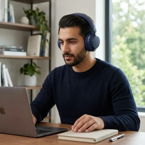 X-Scoot XS-651 Wireless Headset HiFi Stereo Long Lasting Battery Built in Mic Blue هيدفون وايرلس مع مايك مدمج