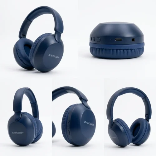 X-SCOOT XS-650 Wireless Stereo Bass Headphones HD Noise Reduction Microphone Blue هيدفون وايرلس