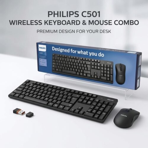 اشتري كومبو كيبورد وماوس وايرلس فيليبس Philips C501 يدعم عربي/إنجليزي. تصميم مريح، بطارية طويلة العمر، ومدى 10 أمتار بأفضل سعر في مصر من KCS.