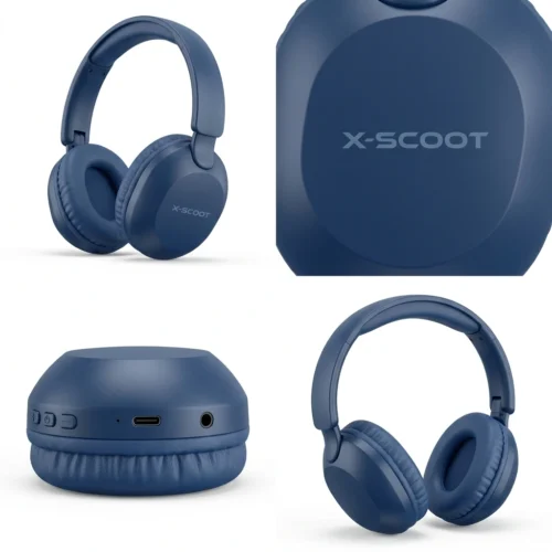 X-SCOOT XS-650 Wireless Stereo Bass Headphones HD Noise Reduction Microphone Blue هيدفون وايرلس