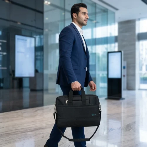 V-CASE R500 15.6″ Laptop Bag, Waterproof Lightweight & Multi-Pocket Everyday Protection Black/grey شنطة يد لابتوب 15,6