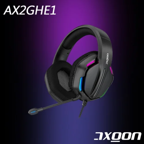 AXGON Ergo AX2GHE1 Wired RGB Gaming Headset Headphone Surround Sound Noise Cancelling Microphone هيدفون جيمينج مع مايك عازل للضوضاء
