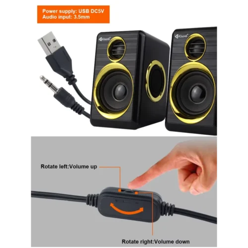 Speaker Kisonli T-005, 2x3W, USB, Black سماعة كيسونلي مكتبية