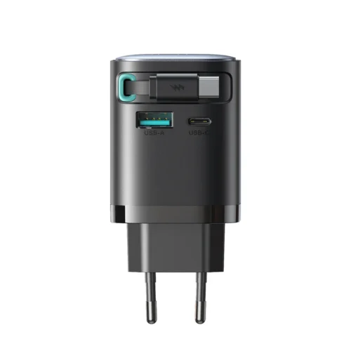 JOYROOM JR-TCL02 GaN 65W Charger with Retractable Cable شاحن جويروم ٦٥ واط مع كابل قابل للسحب