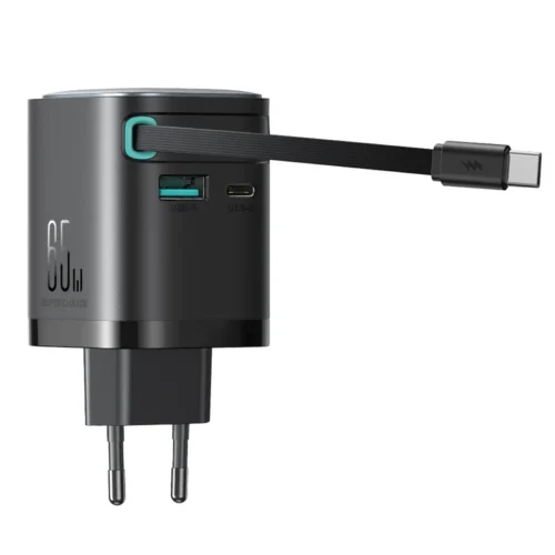 JOYROOM JR-TCL02 GaN 65W Charger with Retractable Cable شاحن جويروم ٦٥ واط مع كابل قابل للسحب