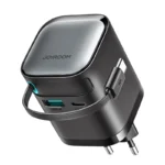 JOYROOM JR-TCL02 GaN 65W Charger with Retractable Cable شاحن جويروم ٦٥ واط مع كابل قابل للسحب