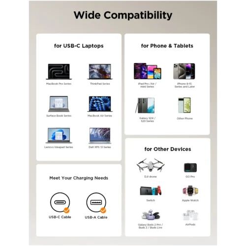 JOYROOM JR-TCL02 GaN 65W Charger with Retractable Cable شاحن جويروم ٦٥ واط مع كابل قابل للسحب