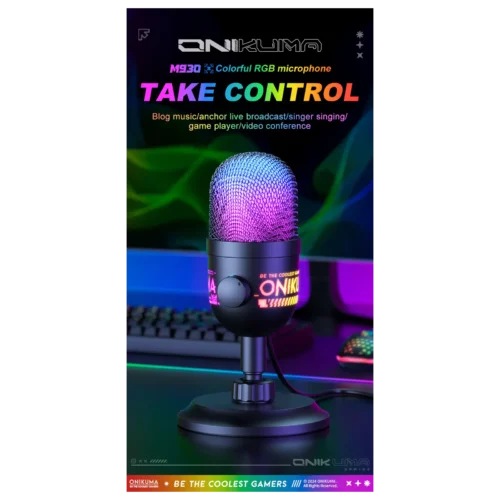 ONIKUMA M930 Studio RGB Microphone with 48KHz مايك احترافي بإضاءة RGB