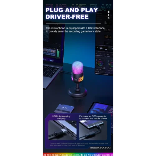 ONIKUMA M930 Studio RGB Microphone with 48KHz مايك احترافي بإضاءة RGB
