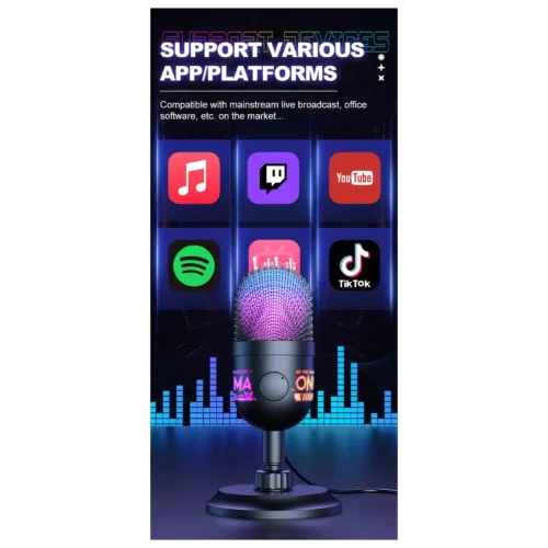 ONIKUMA M930 Studio RGB Microphone with 48KHz مايك احترافي بإضاءة RGB