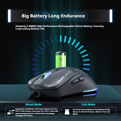 Onikuma CW917 Wireless Gaming Mouse 4800 DPI White ماوس جيمنج
