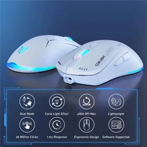 Onikuma CW917 Wireless Gaming Mouse 4800 DPI White ماوس جيمنج