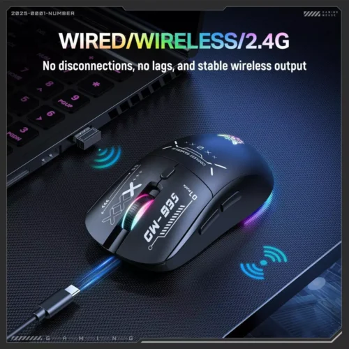 ONIKUMA CW935 Triple-Mode Ergonomic Wireless Gaming Mouse 12800 DPI Rechargeable Battery ماوس جيمنج وايرلس قابل للشحن