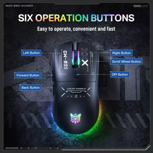 ONIKUMA CW935 Triple-Mode Ergonomic Wireless Gaming Mouse 12800 DPI Rechargeable Battery ماوس جيمنج وايرلس قابل للشحن