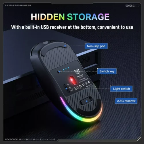 ONIKUMA CW935 Triple-Mode Ergonomic Wireless Gaming Mouse 12800 DPI Rechargeable Battery ماوس جيمنج وايرلس قابل للشحن