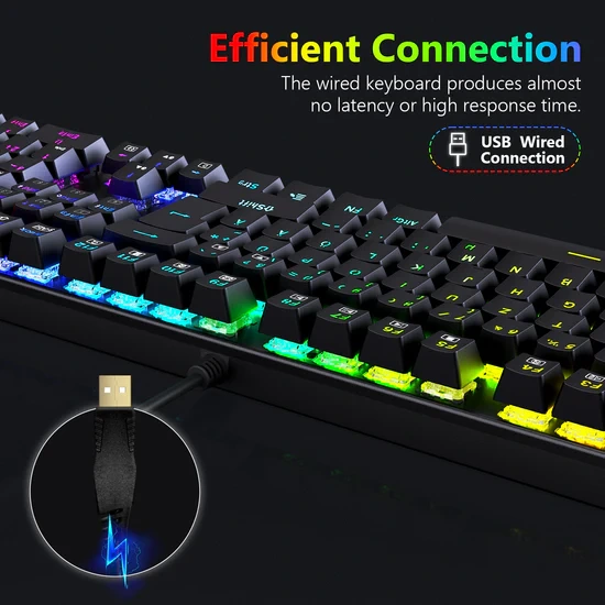 ⁦Redragon K565E Rudra Rainbow Mechanical Gaming Keyboard Blue Switch كيبورد جيمنج مكانيكال بلو سويتش⁩ - الصورة ⁦8⁩