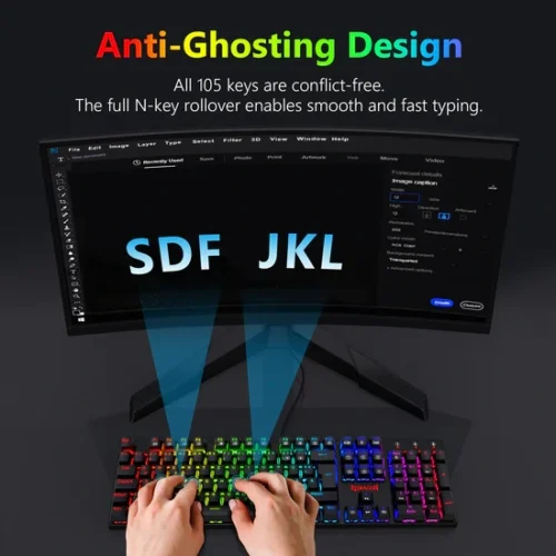 Redragon K565E Rudra Rainbow Mechanical Gaming Keyboard Blue Switch كيبورد جيمنج مكانيكال بلو سويتش