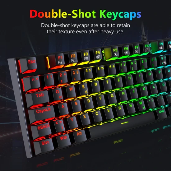 اشترِ كيبورد Redragon K565E Rudra الميكانيكال بمفاتيح Blue Switch وإضاءة رينبو بأفضل سعر في مصر. ارتقِ بمستوى لعبك الآن وشاهد العروض!