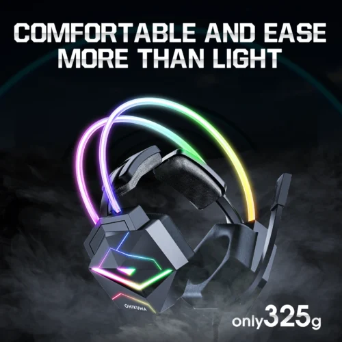 Onikuma X20 RGB Wired Gaming Headset Black هيدفون جيمنج بإضاءة متميزه