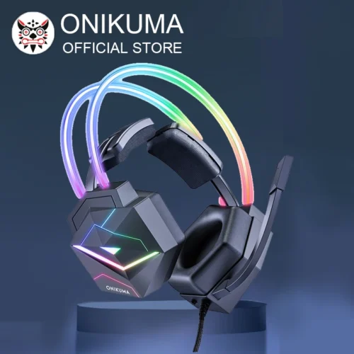 Onikuma X20 RGB Wired Gaming Headset Black هيدفون جيمنج بإضاءة متميزه