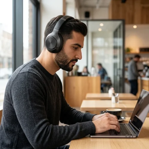 X-SCOOT XS-656 Wireless Stereo Headphones with Hi-Fi Sound 40mm Drivers HD Microphone with Noise Reduction Black هيدفون بمايك مدمج عازل للضوضاء