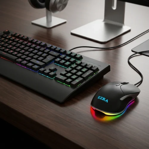 Keyboard and Mouse USB Wired Gaming SET EZRA AM27 Mouse & X5 Gaming Keyboard Combo كيبود و ماوس جيمينج X5/EZRA
