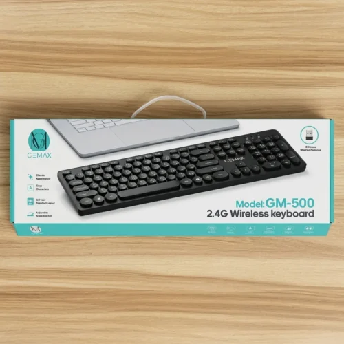 GEMAX GM-500 Keyboard Wireless Round Shaped Keys كيبورد كمبيوتر بمفاتيح دائرية