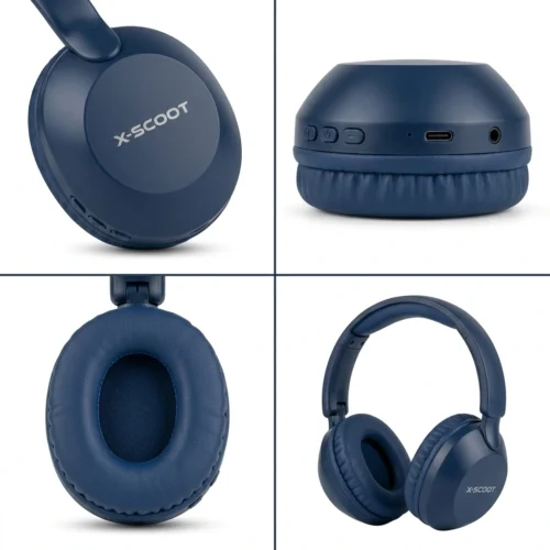 X-SCOOT XS-650 Wireless Stereo Bass Headphones HD Noise Reduction Microphone Blue هيدفون وايرلس