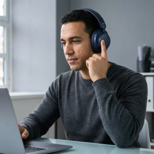 X-Scoot XS-651 Wireless Headset HiFi Stereo Long Lasting Battery Built in Mic Blue هيدفون وايرلس مع مايك مدمج