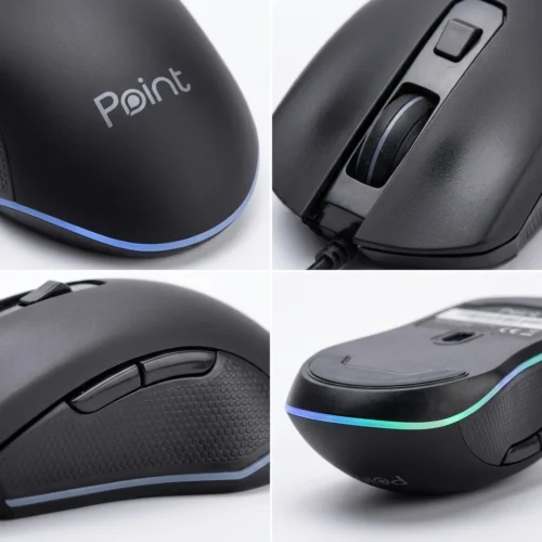 Point PT-212 USB Wired RGB Ergonomic Gaming Mouse Black ماوس جيمينج بوينت