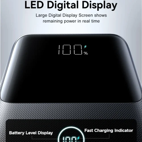 Joyroom JR-QP192 mini Power Bank 2x Type-C + USB-A 22.5W Fast Charging 20000mAh - Black باوربنك جويروم ٢٠٠٠٠ مللي أمبير