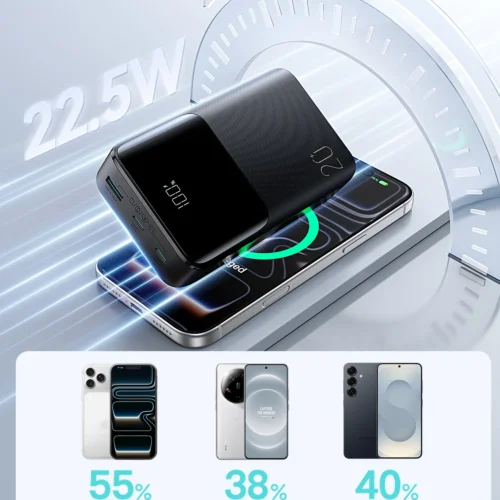 Joyroom JR-QP192 mini Power Bank 2x Type-C + USB-A 22.5W Fast Charging 20000mAh - Black باوربنك جويروم ٢٠٠٠٠ مللي أمبير