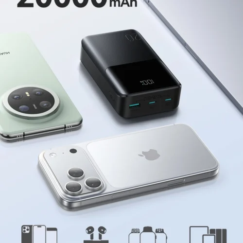 Joyroom JR-QP192 mini Power Bank 2x Type-C + USB-A 22.5W Fast Charging 20000mAh - Black باوربنك جويروم ٢٠٠٠٠ مللي أمبير