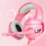 Onikuma K5 Gaming Headset With Mic And Noise Cancelling – Pink هيدفون جيمينج بينك