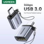 UGREEN 45128 USB-A To Type-C 3.0 Converter Adapter With Lanyard – Space Gray تحويلة يوجرين تايب سي OTG