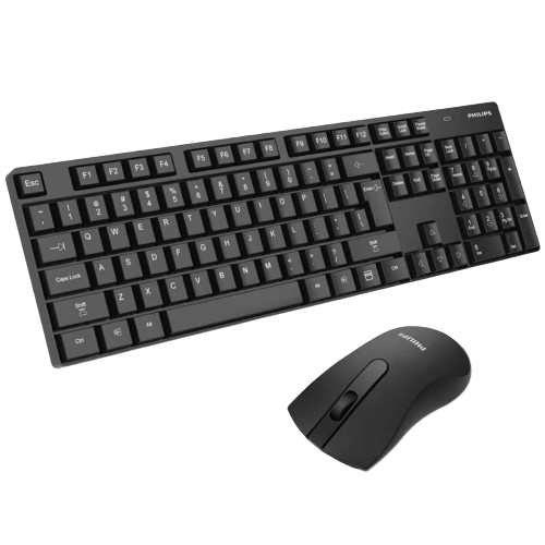 Philips C501 Wireless Keyboard And Mouse Combo Arabic / English Keys - Black كيبورد و ماوس وايرلس كومبو فيليبس