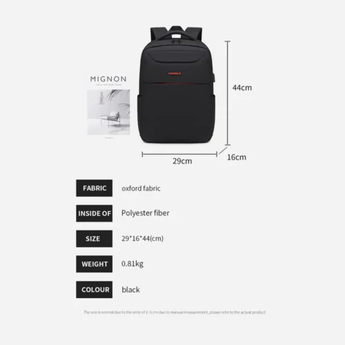 اشترِ شنطة لابتوب RAHALA RAL-902 بملمس ناعم بمصر. شنطة ظهر فاخرة سعة 21.4L مقاومة للماء تتسع للابتوب 15.6 بوصة ومزودة بـ USB بأفضل سعر من KCS Store.