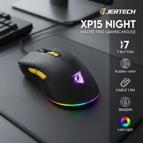 اشترِ ماوس الألعاب Jertech XP15 بمصر. وزن خفيف 62.4 جرام، حساس 3600 DPI، وإضاءة RGB بتصميم النمر بأفضل سعر. اضمن سرعة رد الفعل!