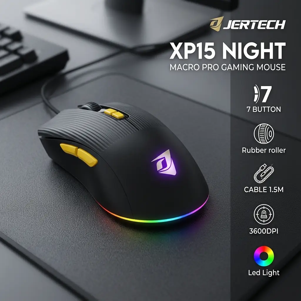 Jertech XP15 Wired USB Gaming Mouse 4800 DPI Rainbow Optical Effect RGB 6 Buttons Black ماوس جيمنج ٤٨٠٠ دي بي آي و ٦ أزرار 7 اشترِ ماوس الألعاب Jertech XP15 بمصر. وزن خفيف 62.4 جرام، حساس 3600 DPI، وإضاءة RGB بتصميم النمر بأفضل سعر. اضمن سرعة رد الفعل!