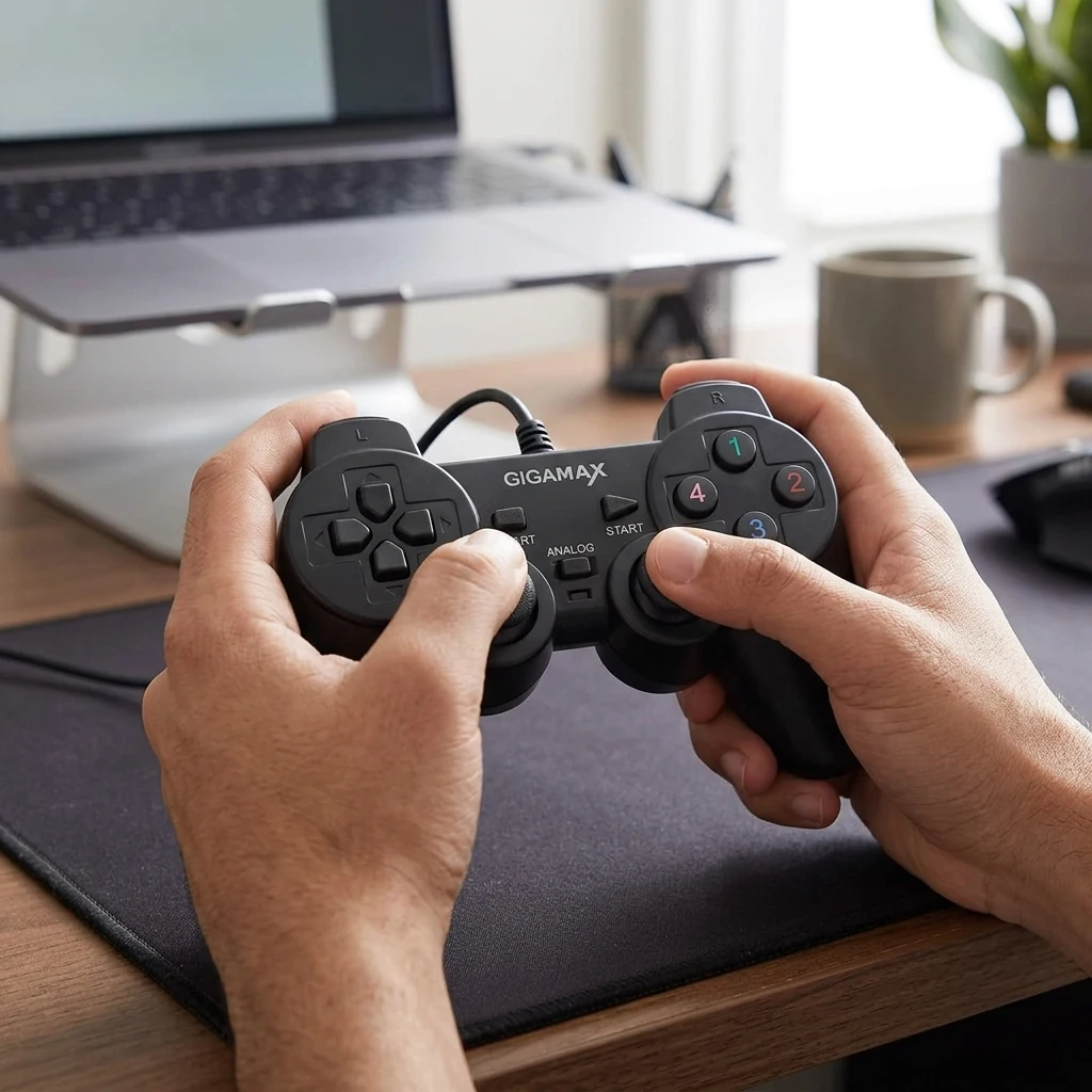 GigaMax GP-4040 Single Vibration Gamepad USB Wired Gaming Controller for PC ذراع ألعاب فردي سلكي للكمبيوتر 5 اشترِ دراع ألعاب سلكي للكمبيوتر GigaMax GP-4040 بمصر. ذراع فردي بهزاز سينجل، أزرار استجابة سريعة وتوصيل Plug & Play بأفضل سعر من KCS Store.