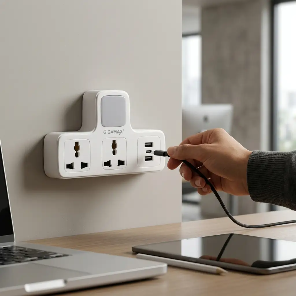 GIGAMAX 136U Smart Power Strip With LED Ambient 3 levels Lights / 2 sockets / 2 USB 1 / USB-C مشترك كهرباء ذكي منفذين ثلاثي و منفذين يو اس بي و منفذ تايب سي 2 GIGAMAX 136U Smart Power Strip With LED Ambient 3 levels Lights / 2 sockets / 2 USB 1 / USB-C مشترك كهرباء ذكي منفذين ثلاثي و منفذين يو اس بي و منفذ تايب سي - الصورة 2