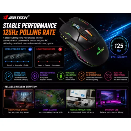 اشترِ ماوس الألعاب Jertech JR870 Shadow RGB بمصر. حساس 4800 DPI، إضاءة RGB، وتصميم مريح لليد بأفضل سعر. اضمن دقة التحكم في ألعابك!