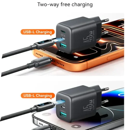 اشترِ شاحن Joyroom JR-T01 GaN بقوة 45 واط بمصر. 3 منافذ ذكية شحن سريع وآمن للآيفون والأندرويد بأفضل سعر. اطلبه الآن!