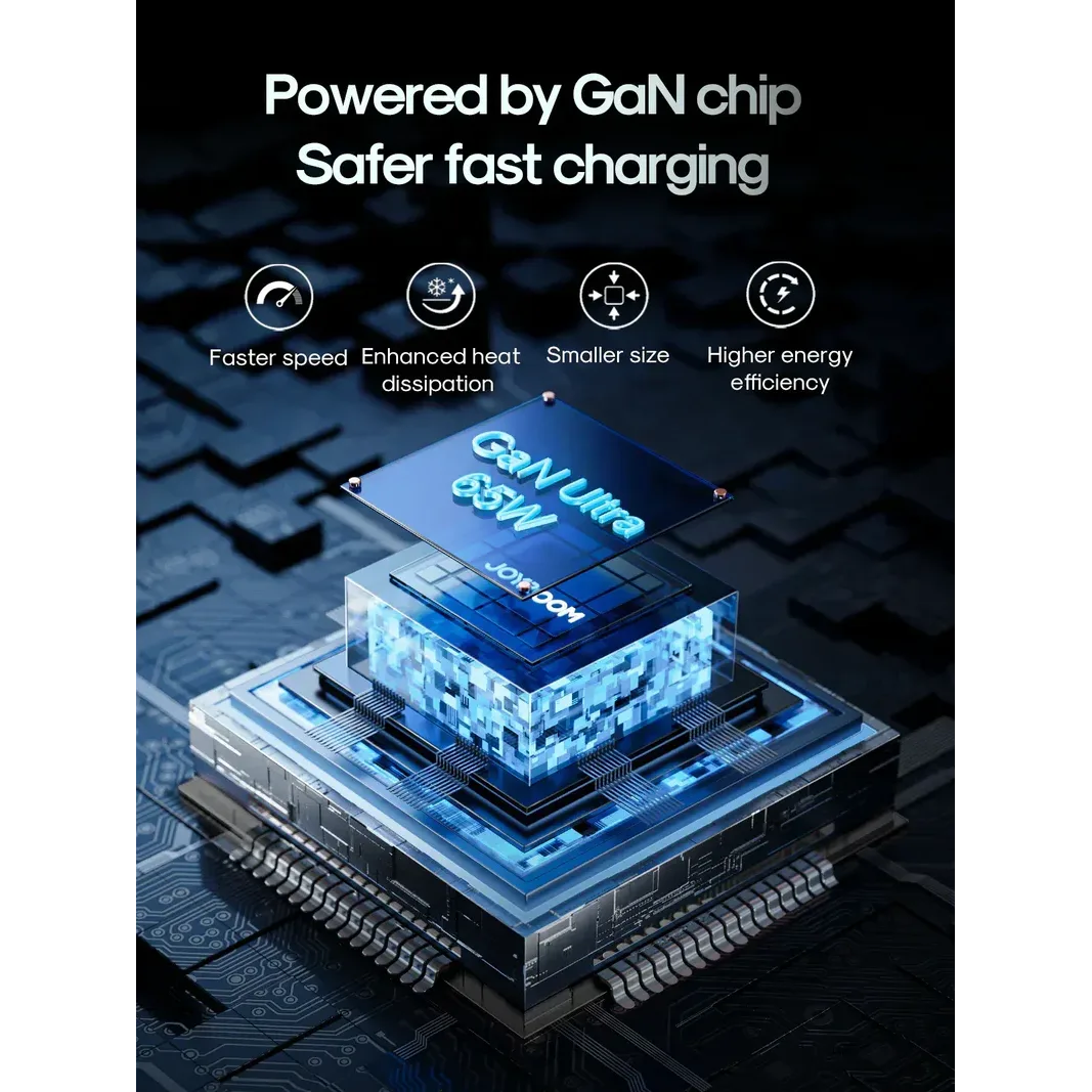 JOYROOM JR-TG10 Charger 65W GaN Dual Type-C & USB 3-Port with 100W C To C Cable شاحن ٦٥ واط ب ٣ منافذ مع كابل ١٠٠ واط تايب سي 2 اشترِ طقم شاحن Joyroom JR-TG10 بقوة 65 واط GaN بمصر. 3 منافذ شحن مع كابل تايب سي 100 واط للابتوب والموبايل بأفضل سعر. توصيل سريع!