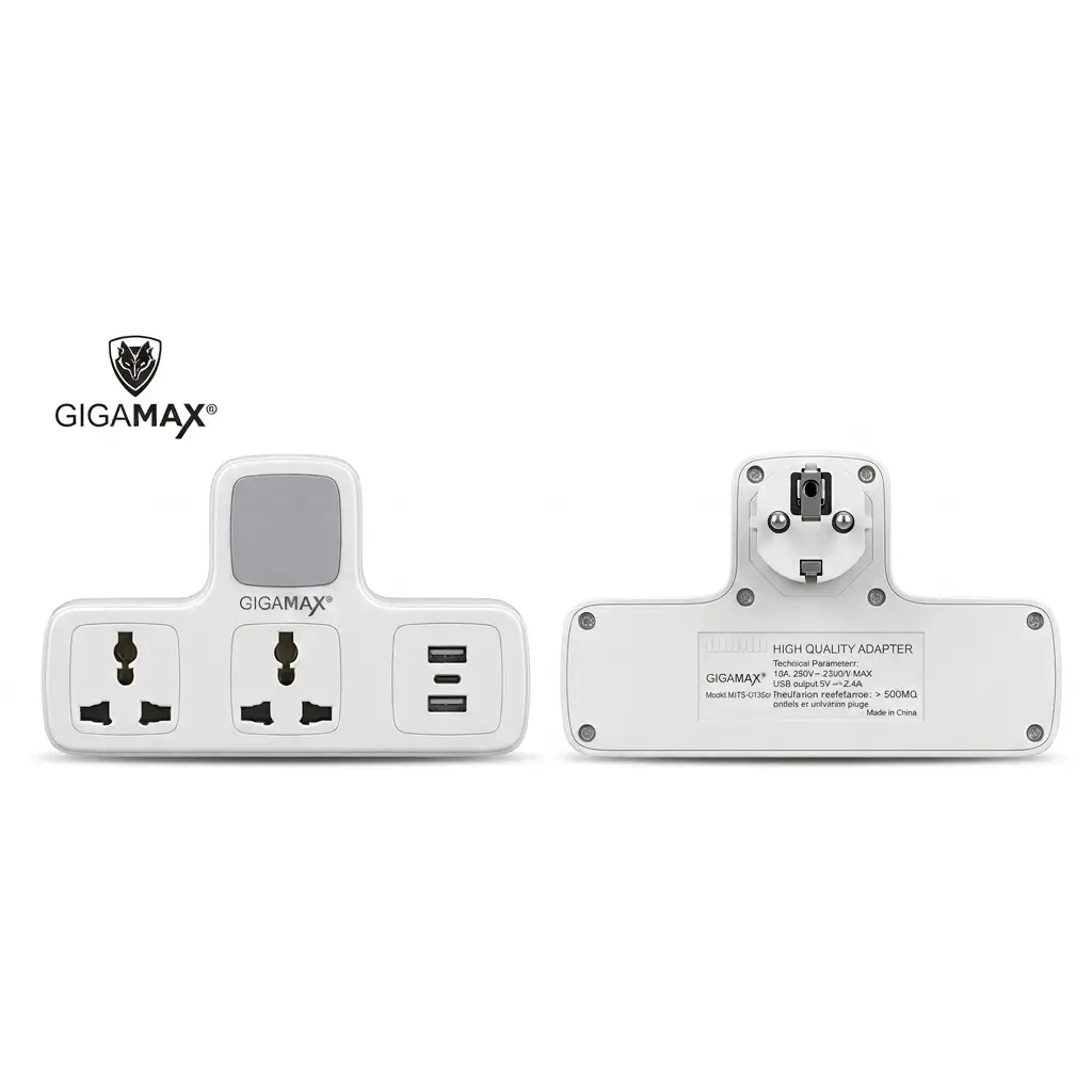 GIGAMAX 136U Smart Power Strip With LED Ambient 3 levels Lights / 2 sockets / 2 USB 1 / USB-C مشترك كهرباء ذكي منفذين ثلاثي و منفذين يو اس بي و منفذ تايب سي 8 اشترِ مشترك GIGAMAX MTS-G136U الذكي بمصر. منفذين كهرباء، 3 منافذ شحن (USB + Type-C)، وإضاءة ليلية LED بـ 3 مستويات. أمان كامل بأفضل سعر!